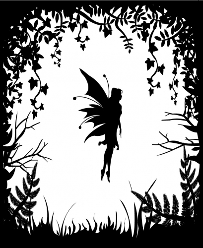 Fairy silhouette on a background of nature - stock vector